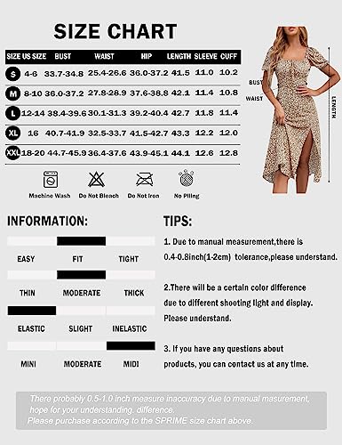Women's Floral Summer Casual Dress Square Neck Puff Sleeve Boho Midi Dresses Ruched Bust High Waist Split Long Dress