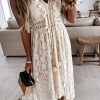 51H4zadQXL.jpg Women's Summer Dresses Sleeveless Lace Casual Tassel Beach Spaghetti Straps Flowy Maxi Sun Dress