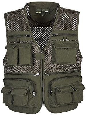 Mens Mesh Quick Dry Outdoor Work Fishing Travel Photo Vest with Multi Pockets