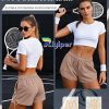 51KicW2itVL.jpg 3 Pack Women's Waffle Knit Shorts Cotton Drawstring Lounge Summer Comfy Casual Shorts with Pockets