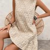 Women's Ruffle Hem Sleeveless Tank Dress Round Neck Casual Smock Summer Mini Dresses