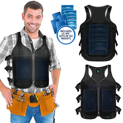 Frosty Mesh Ice Vest for Men and Women ?C Cooling Vest with Ice Packs, 2 Sets ?C Three Gel Pad Pockets ?C Adjustable Straps for