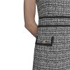 Women's Waist Piping Crew Neck Textured Jacquard Dress
