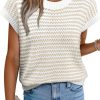 51Qr5zxEWGL.jpg Women's Sweater Vest Striped Pullover Tank Top Round Neck Cap Sleeve Lightweight 2025 Summer Casual Clothes