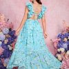 Women's Summer Floral Print Straps Sleeveless V Neck Criss Cross Backless Chiffon Beach Boho Party Long Maxi Dress