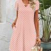 Women's Casual A-Line Dresses with Pockets Summer Floral Tshirt Dress Short Sleeve Mini Dress Flowy Sundresses