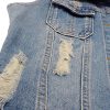 Womens Denim Jean Vest Classic Junior Button Up Cropped Distressed Sleeveless Jean Jacket