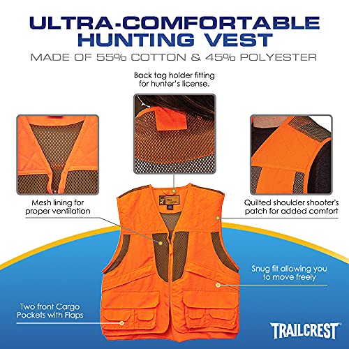 by Treel Men's Upland Deluxe Blaze Orange Safety Front Loader High Visibility Vest