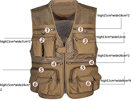51X5UBhTOGL.jpg Mens Mesh Quick Dry Outdoor Work Fishing Travel Photo Vest with Multi Pockets