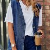 Women's Casual Denim Jean Vest Oversized Sleeveless Mid Long Button Down Jeans Jackets Vests Tops Waistcoat ?