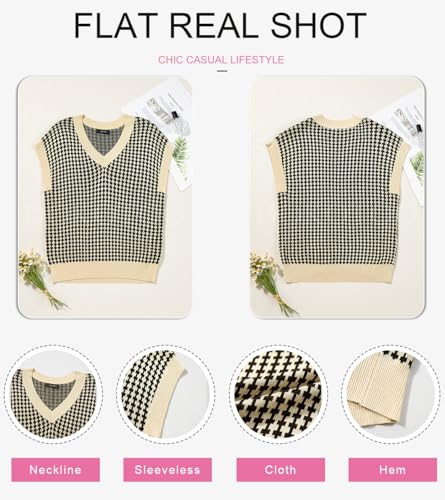 51b1riYQJlL.jpg Womens Casual Summer Tops V Neck Short Sleeve Plaid Knit Vest Loose Fit Pullover Sweaters Blouses