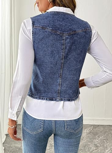 51bL5CE-iHL.jpg Women's Denim Vest Sleeveless V Neck Zimbaplatinum Jean Vest Top Button Down Crop Waistcoat Vest Summer Outfit