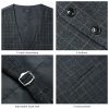 Men's Suit Vest Plaid Dress Vest for Men Slim Fit Formal Business Waistcoat Tuxedo V-Ncek Solid Vest for Wedding