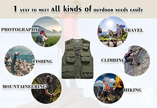 Men's Casual Multi-Pocket Outdoor Utility Fishing Photo Safari Work Travel Vest