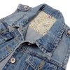 Womens Denim Jean Vest Classic Junior Button Up Cropped Distressed Sleeveless Jean Jacket