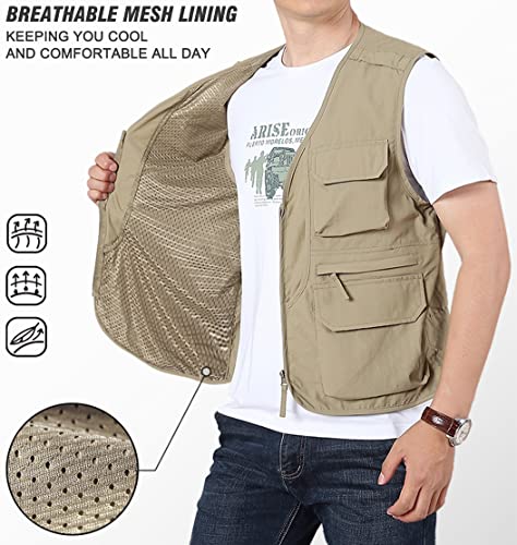 51etryp2b1L.jpg Men's Fishing Vest Lightweight Safari Travel Vest Utility Cargo Vest with Multi Pockets