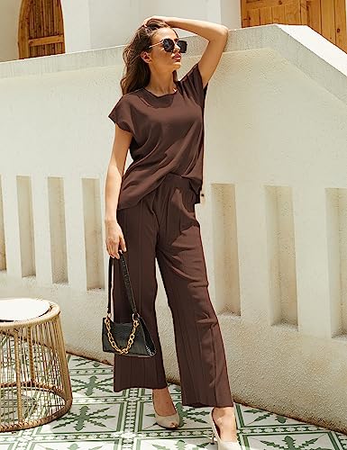 51iFCPyKJ1L.jpg 2 Piece Outfits for Women Sweater Sets Knit Vest Tops Elastic Waisted Pants