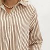 51ikeEyUP5L.jpg Womens Striped Shirt Mini Dress Long Sleeve Collared Ruffle Hem Button Up Tunic Flowy Swing Dresses