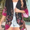 51jWf5Zh6KL.jpg Women Kimono Cardigans Casual Summer Tops Cover up Open Front Floral Print Resort Wear