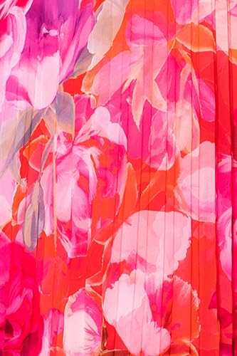 Women's Sleeveless Long Halter V Neck Printed Pleated Spaghetti Strap Dress