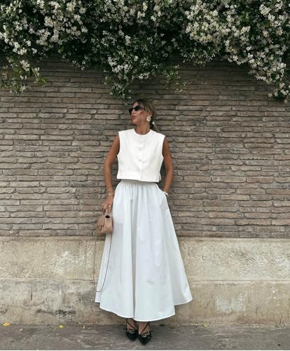 51kuJb9W0L.jpg Womens Cropped Cap Sleeve Vest Tank Tops Summer Work Casual Crew Neck Button Down Waistcoats