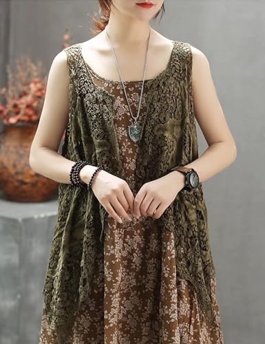 51kwFO91JL.jpg Women's Open Front Cotton Crochet Lace Boho Hippie Butterfly Vest Cardigan Coverup Sleeveless Irregular Hem
