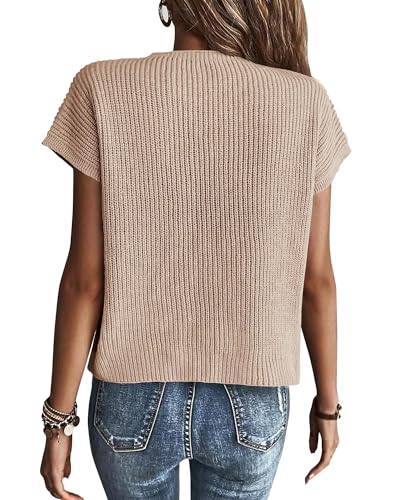 51lud5WejkL.jpg Summer Fall Short Sleeve Sweater for Women 2025 Casual Sweater Vest Cotton Knit Pullover Tank Tops Fashion Clothing