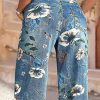 51mrzT2NV4L.jpg High Waisted Bermuda Shorts for Women Knee Length Floral Print Stretchy Summer Denim Shorts Trendy