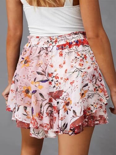 51nkkL7TikL.jpg Flowy Shorts for Women Casual Cute Floral Skorts Chiffon Ruffle Tennis Mini Skirts Butterfly Summer Boho Shorts