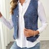 51oG0v6iFHL.jpg Women's Denim Vest Sleeveless V Neck Zimbaplatinum Jean Vest Top Button Down Crop Waistcoat Vest Summer Outfit