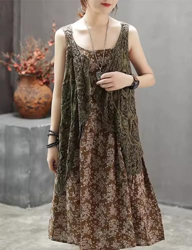 51r5-o0ZQmL.jpg Women's Open Front Cotton Crochet Lace Boho Hippie Butterfly Vest Cardigan Coverup Sleeveless Irregular Hem