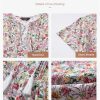 Womens Summer Casual Boho Floral Dresses V Neck Short Sleeve Sundresses Flowy Swing A-Line Mini Dress
