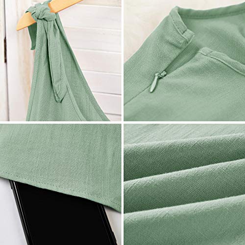 Womens Summer Shoulder Tie Strap Babydoll Dress Casual Scoop Neck A-Line Skater Swing Mini Sundress