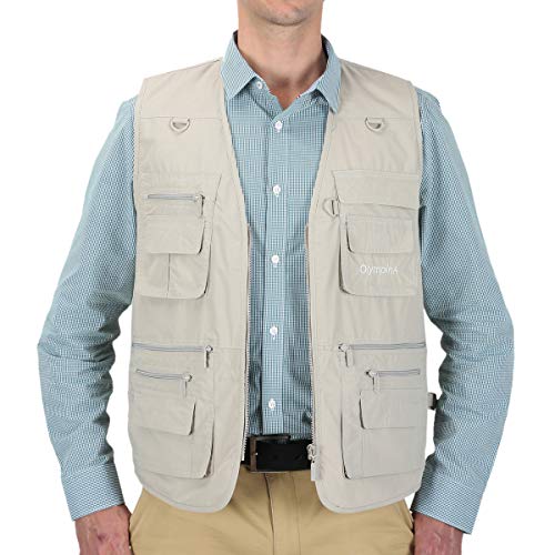 Men's Poplin Outdoors Travel Sports Multi-Pockets Work Fishing Vest