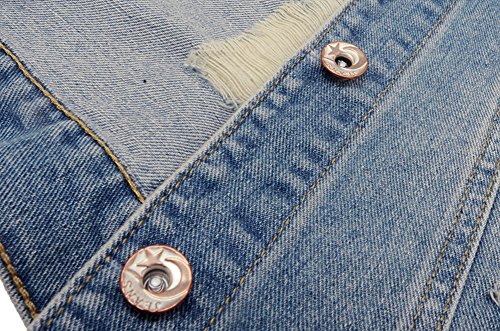 Womens Denim Jean Vest Classic Junior Button Up Cropped Distressed Sleeveless Jean Jacket