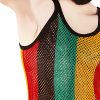 Men's Rasta String Vest 100% Cotton Mesh Marina Caribbean Jamaican Tank Top See-Through Gym Beach Shirt