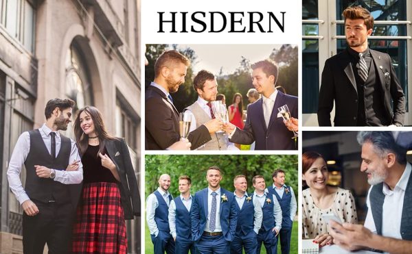 Men's Suit Vest Plaid Dress Vest for Men Slim Fit Formal Business Waistcoat Tuxedo V-Ncek Solid Vest for Wedding