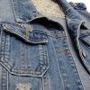 Womens Denim Jean Vest Classic Junior Button Up Cropped Distressed Sleeveless Jean Jacket